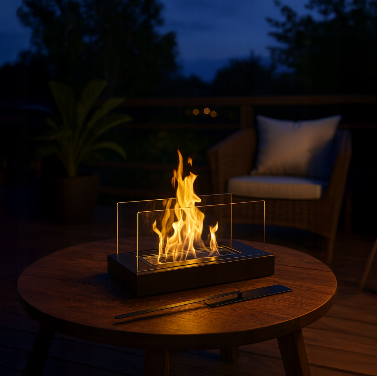 Biokominek wolnostojący czarny prostokąt - obrazek 5