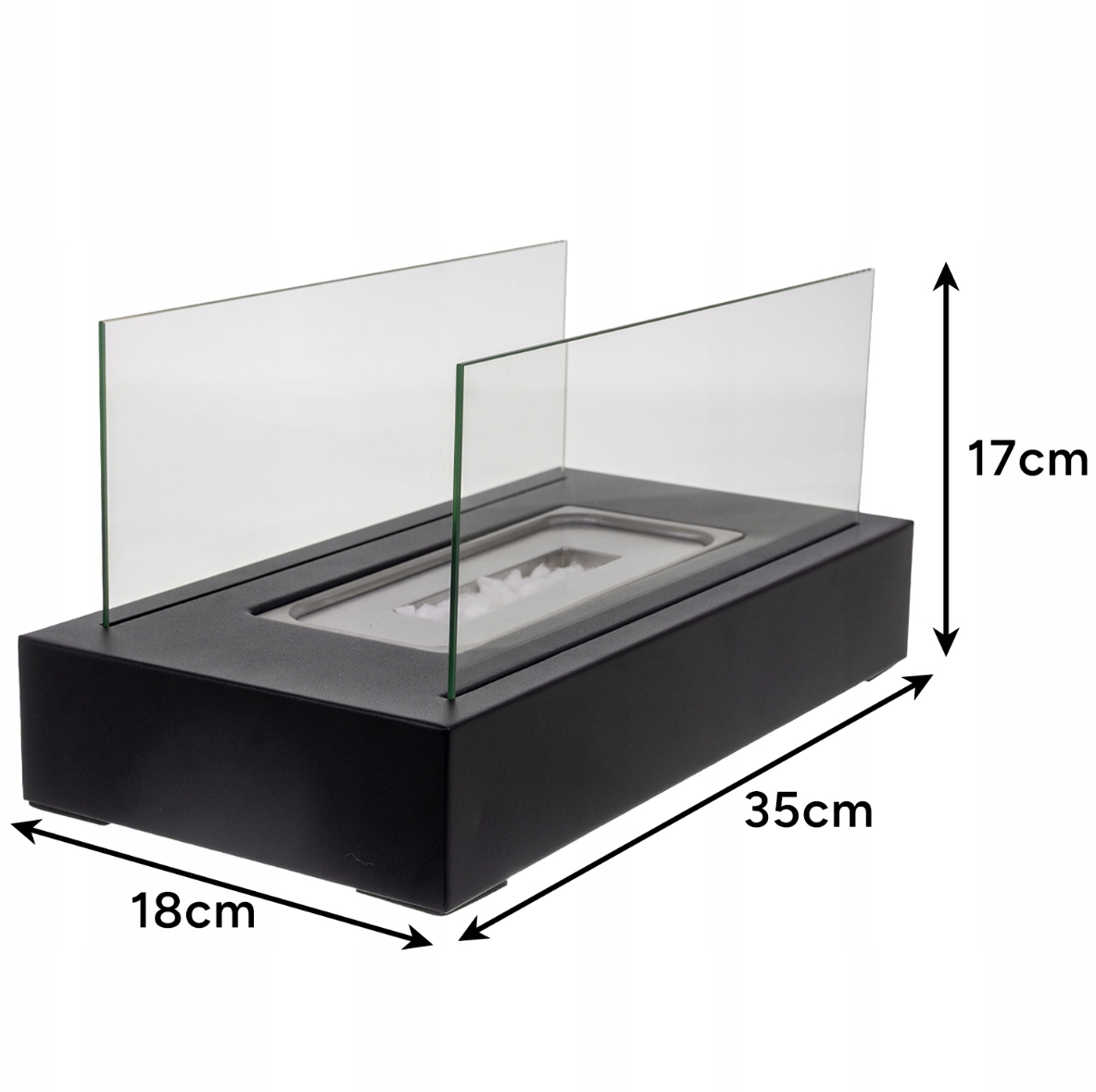 Biokominek wolnostojący czarny prostokąt - obrazek 3